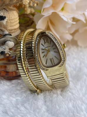 Toptan Bayan Bulgari&BVLGARİ  Model Metal Yazılı Dolama Yılan Saati