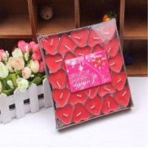 Toptan Kırmızı Kalp Tea Light Mum (50'li)