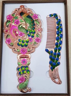 Toptan Lüx Taşlı Eskitme 2'li Ayna Tarak Seti