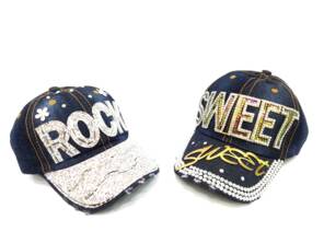 Toptan Taşlı Kalite Kot Şapka