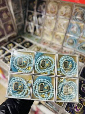 Toptan Kutulu Taşlı Tesbih  Zikirmatik Set