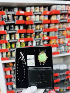 Toptan Takvimli Yazılı Kutulu 4'lü Metal Saat Kombin Takımı