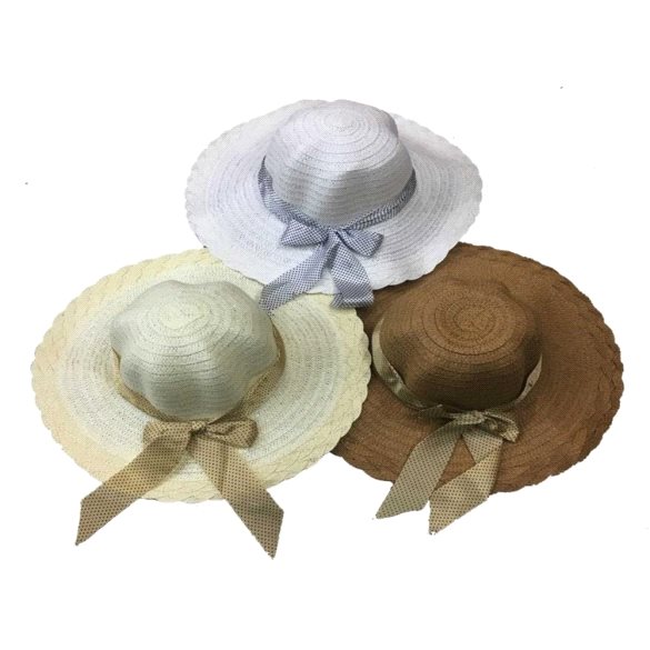 Bayan Renkli Fularlı Hasır Şapka