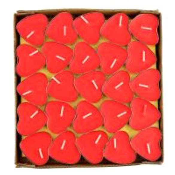 Toptan Kırmızı Kalp Tea Light Mum (50'li)