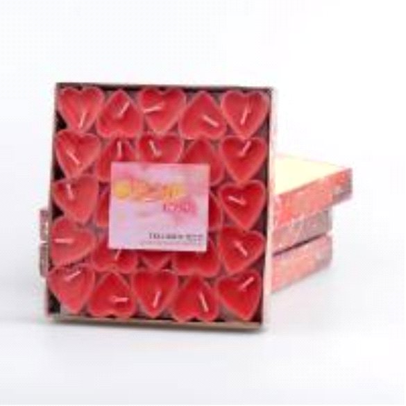 Toptan Kırmızı Kalp Tea Light Mum (50'li)