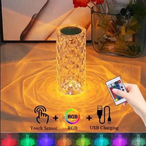 Toptan 16 Renkli Dokunmatik Kumandalı Kristal Masa (Gece) Lambası 