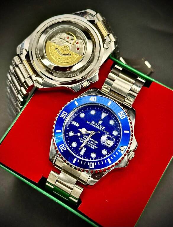 Toptan Arkası Otomatik Görünümlü Takvimli Kutulu ROLEX Çelik Erkek Kol Saati 