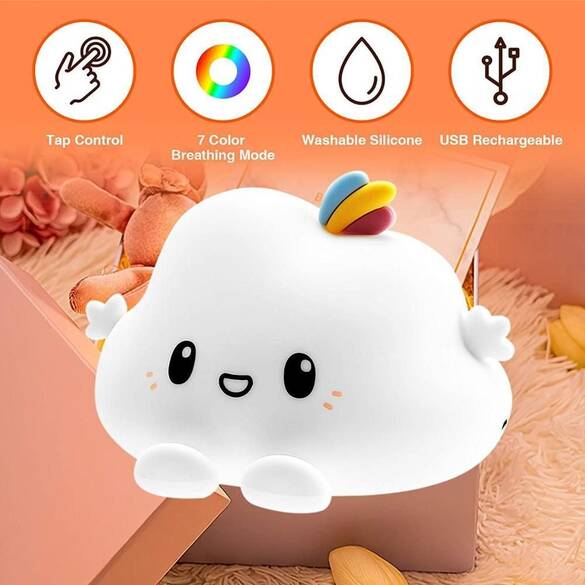 Toptan BULUT Temalı Silikon Renk Değiştiren Silikon Gece Lambası USB Şarjlı