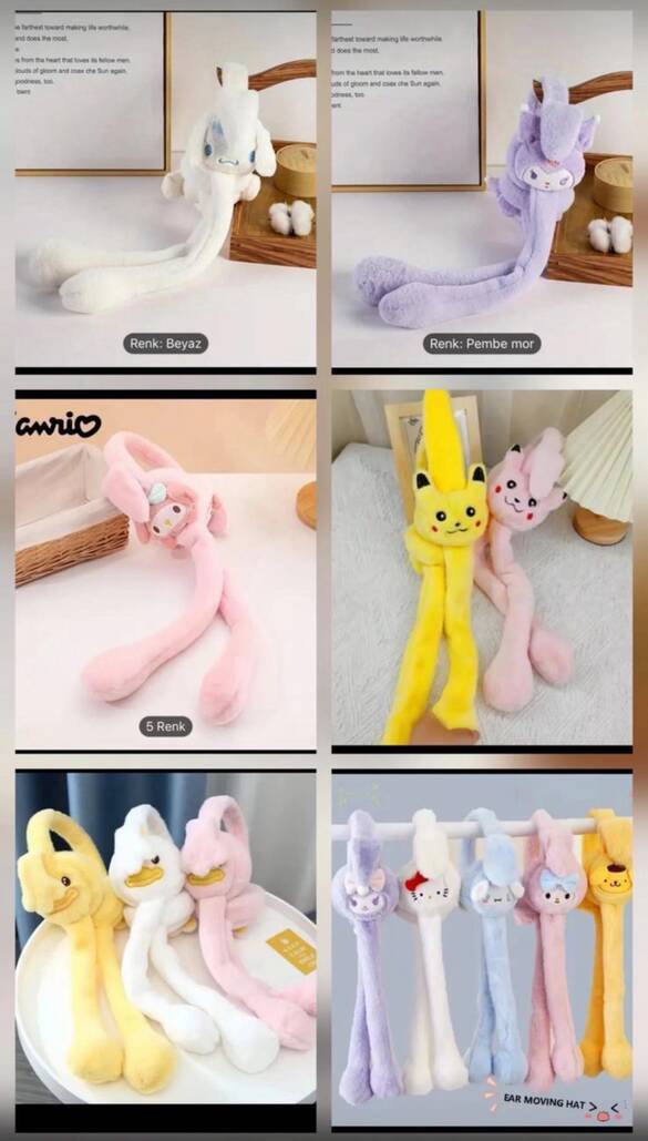 Toptan Figürlü Ses Çıkaran Çocuk Peluş Kışlık Kulaklık (Mix Model)