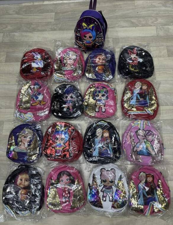 Toptan Işıklı Figürlü Çocuk Pullu Sırt Çantası