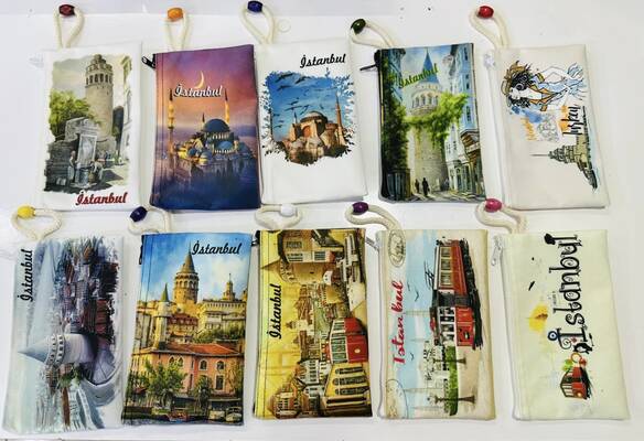 Toptan İstanbul Temalı İpli Boncuklu Cüzdan 