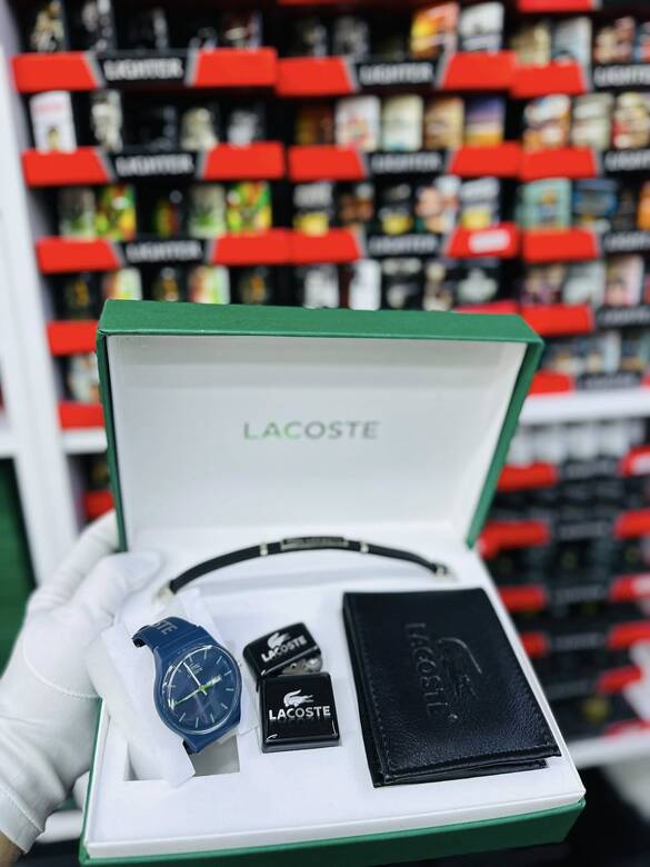 Toptan Kutulu LACOSTE Saat Cüzdan Çakmak Set Takımı