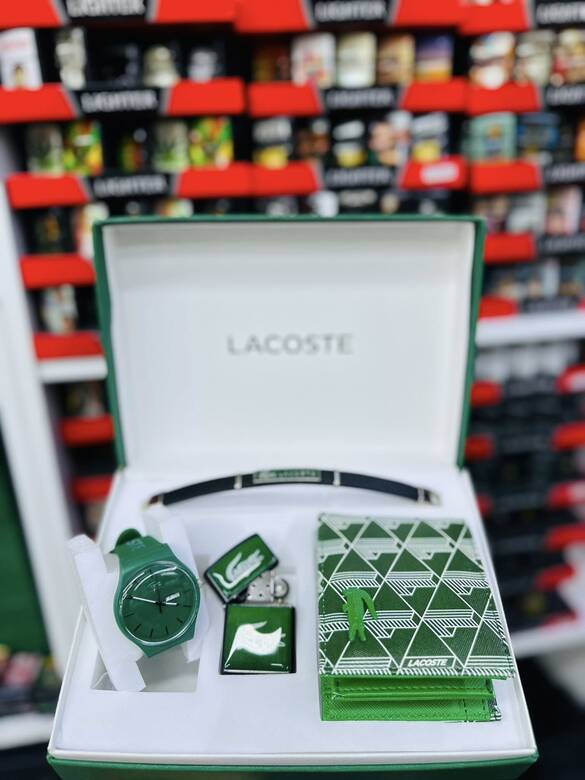Toptan Kutulu LACOSTE Saat Cüzdan Çakmak Set Takımı