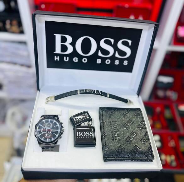 Toptan Mix Model Kutulu Yazılı Cüzdanlı Saat Set Takımı