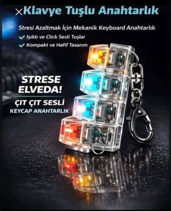 Toptan Moderniko Işıklı Tuşlu Klavyeli Stres Çarkı Anahtarlık 