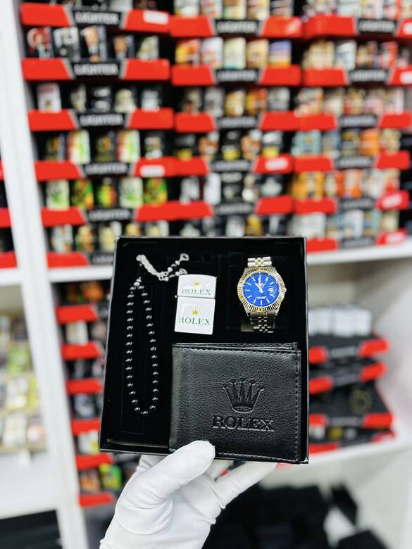 Toptan Takvimli Yazılı Kutulu 4'lü Metal Saat Kombin Takımı