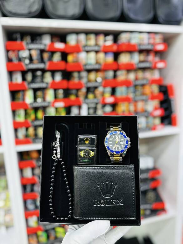 Toptan Takvimli Yazılı Kutulu 4'lü Metal Saat Kombin Takımı