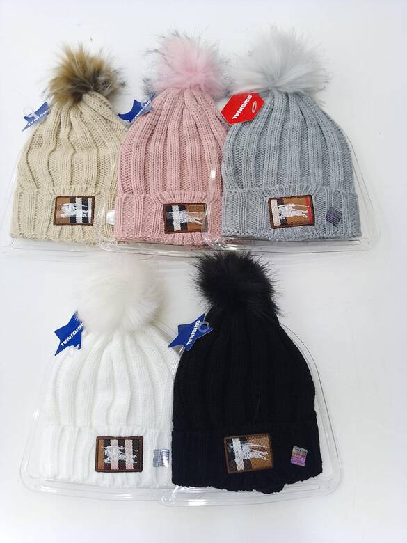 Toptan Yazılı Nakışlı Ponponlu Bayan Bere Mix Model